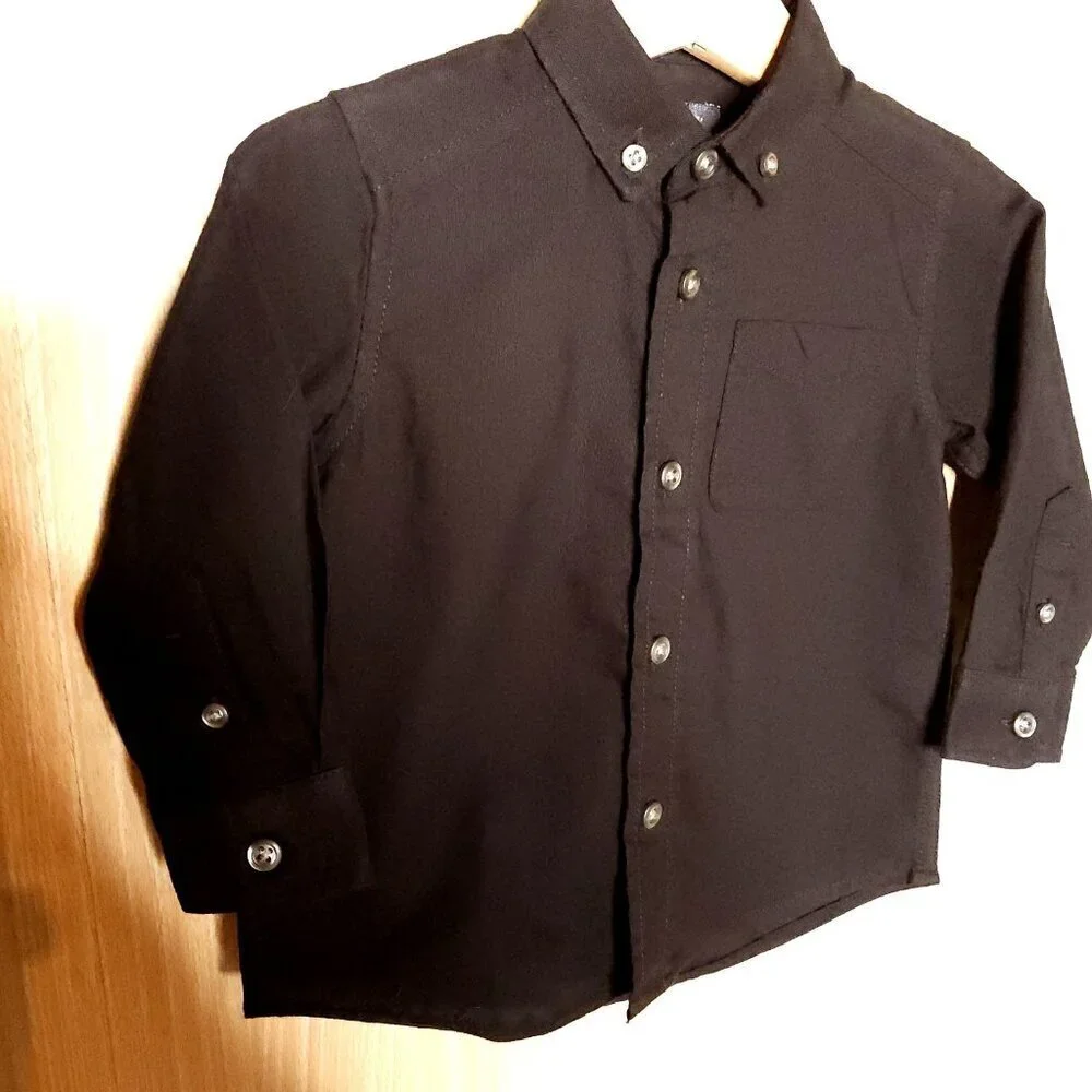 The Children's Place Infant Boys New Black Button Down Shirt 9-12 Months